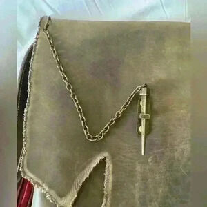 LORIANO TOLIANI Hand Crafted Russet Leather Tuscan Boho Messenger Bag